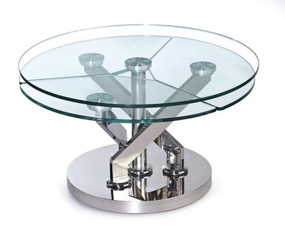 Chintaly - Contemporary Cocktail Table w/ Glass Top & Motion Shelves - 8081-CT veiw 3
