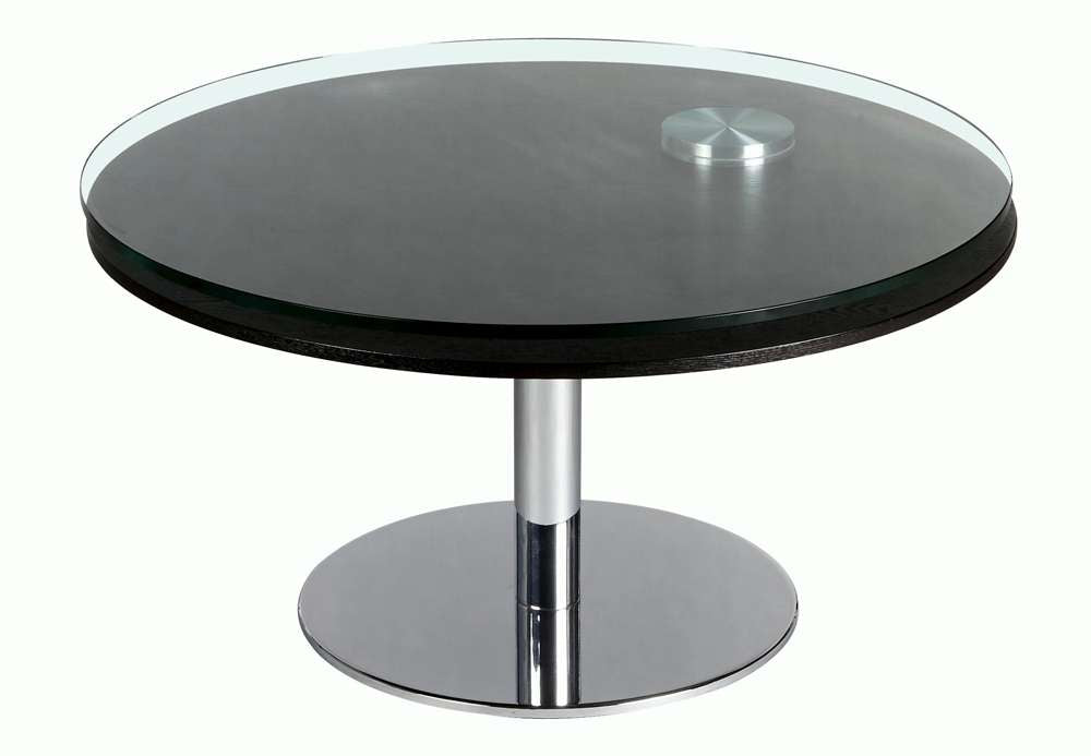 Chintaly - Contemporary Dual Round Top Motion Cocktail Table w/ Glass & Solid Wood Top - 8176-CT veiw 4