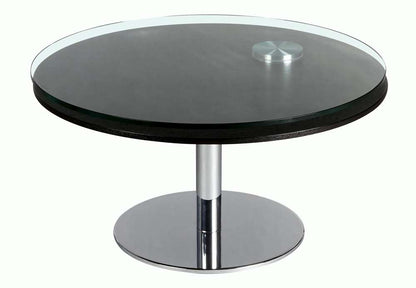 Chintaly - Contemporary Dual Round Top Motion Cocktail Table w/ Glass & Solid Wood Top - 8176-CT veiw 4
