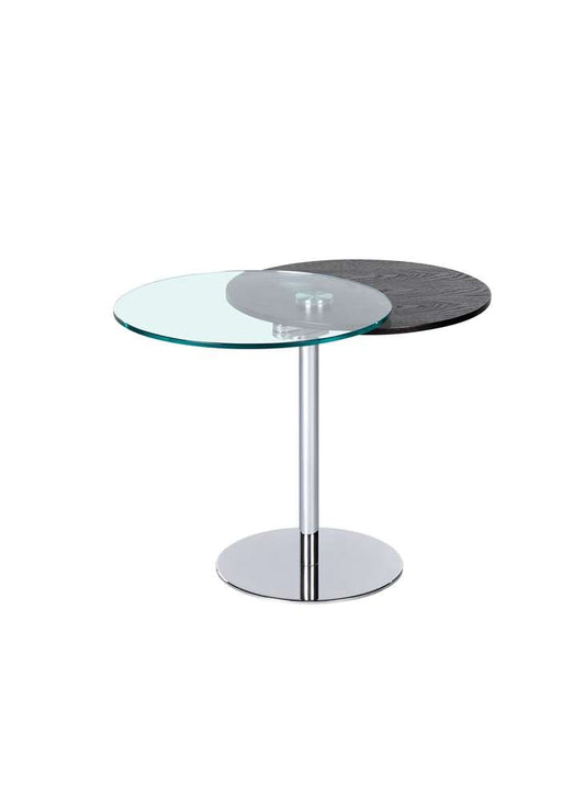 Chintaly - Contemporary Dual Round Top Motion Lamp Table w/ Glass & Solid Wood - 8176-LT veiw 1
