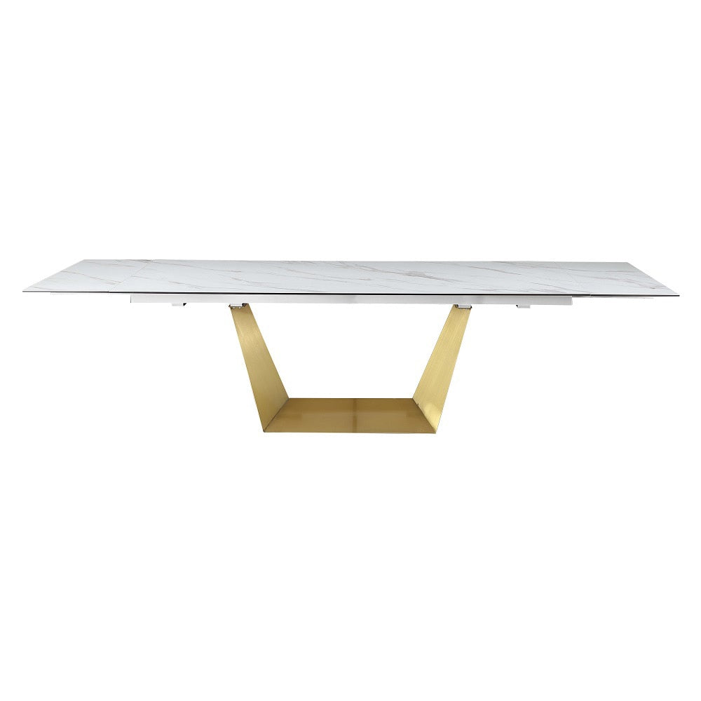 Chintaly - SCARLETTE - Contemporary Extendable Ceramic Top Dining Table w/ Golden Base - SCARLETTE-DT veiw 1