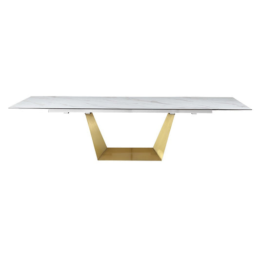 Chintaly - SCARLETTE - Contemporary Extendable Ceramic Top Dining Table w/ Golden Base - SCARLETTE-DT veiw 1