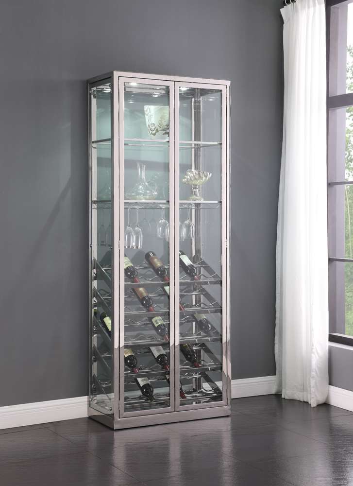 Chintaly - Contemporary Glass Curio w/ Wine & Stemware Racks - 6655-CUR veiw 1