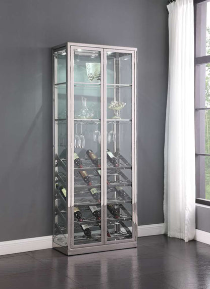 Chintaly - Contemporary Glass Curio w/ Wine & Stemware Racks - 6655-CUR veiw 1