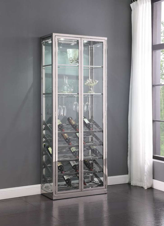 Chintaly - Contemporary Glass Curio w/ Wine & Stemware Racks - 6655-CUR veiw 1