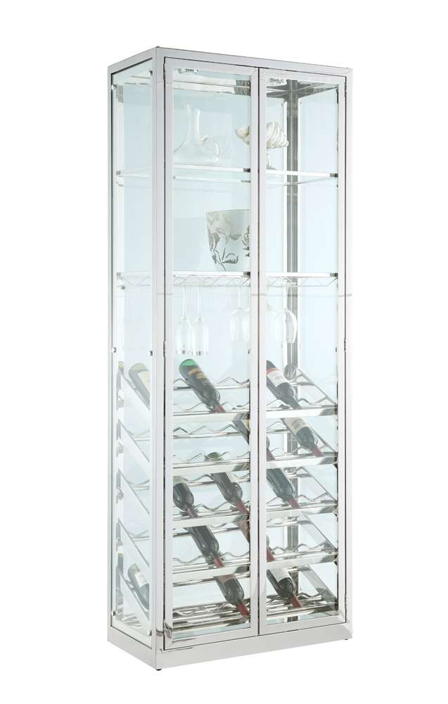 Chintaly - Contemporary Glass Curio w/ Wine & Stemware Racks - 6655-CUR veiw 2