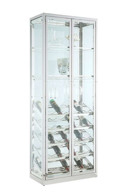 Chintaly - Contemporary Glass Curio w/ Wine & Stemware Racks - 6655-CUR veiw 2