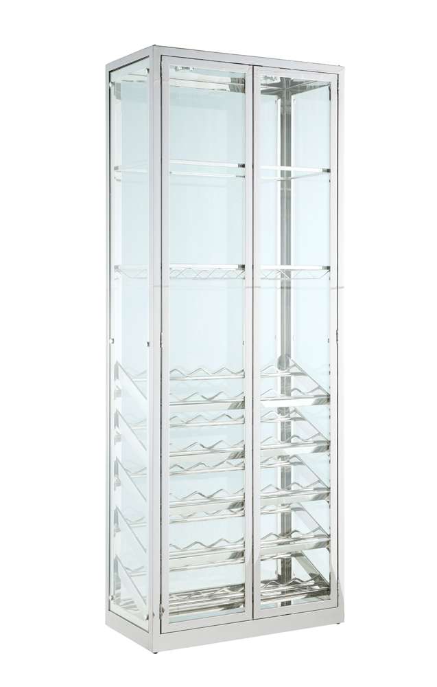 Chintaly - Contemporary Glass Curio w/ Wine & Stemware Racks - 6655-CUR veiw 3