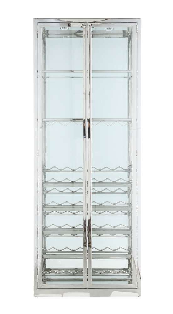 Chintaly - Contemporary Glass Curio w/ Wine & Stemware Racks - 6655-CUR veiw 4
