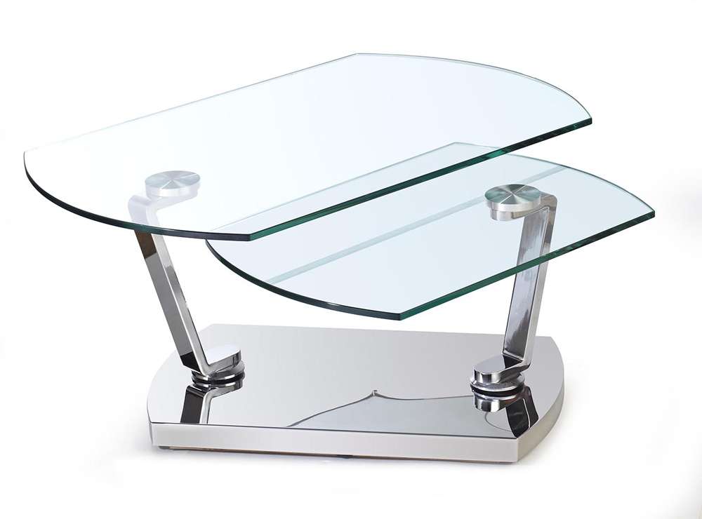 Chintaly - Contemporary Glass Top Motion Cocktail Table - 8062-CT veiw 1