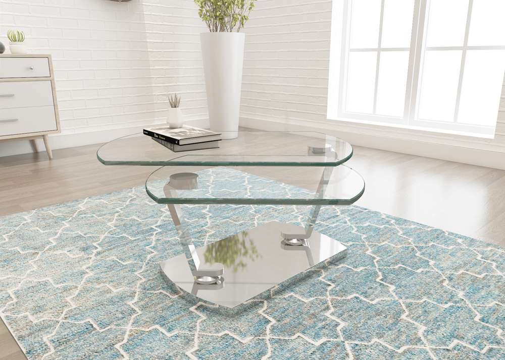 Chintaly - Contemporary Glass Top Motion Cocktail Table - 8062-CT veiw 4