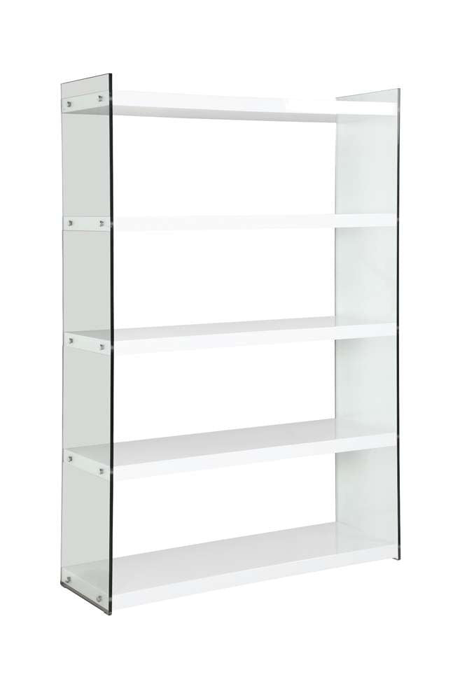 Chintaly - Contemporary Gloss White & Glass Book Case - 74101-BKS veiw 2