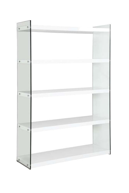 Chintaly - Contemporary Gloss White & Glass Book Case - 74101-BKS veiw 2