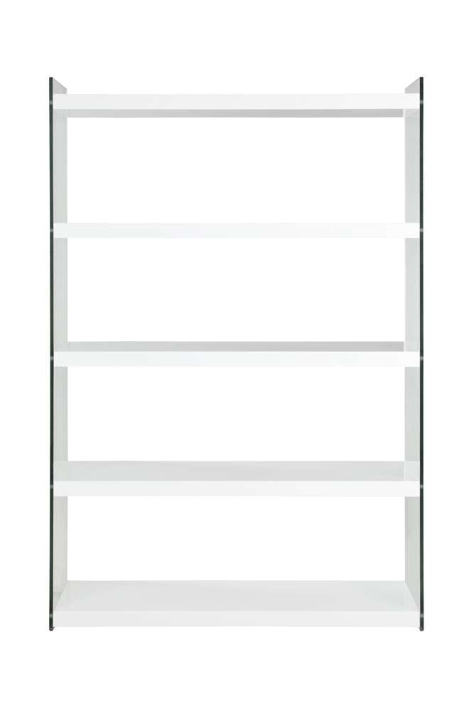 Chintaly - Contemporary Gloss White & Glass Book Case - 74101-BKS veiw 3