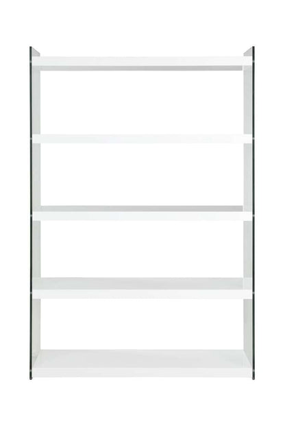 Chintaly - Contemporary Gloss White & Glass Book Case - 74101-BKS veiw 3