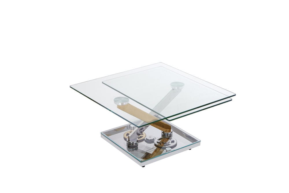 Chintaly - Contemporary Motion-Extendable Glass Top Cocktail Table - 8097-CT view 3
