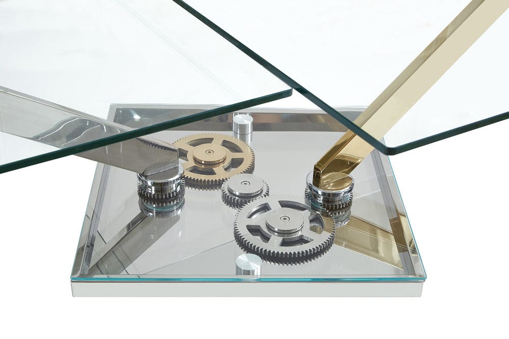 Chintaly - Contemporary Motion-Extendable Glass Top Cocktail Table - 8097-CT view 4