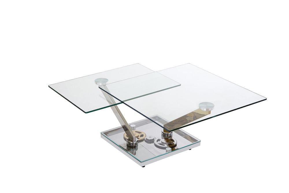 Chintaly - Contemporary Motion-Extendable Glass Top Cocktail Table - 8097-CT view 5