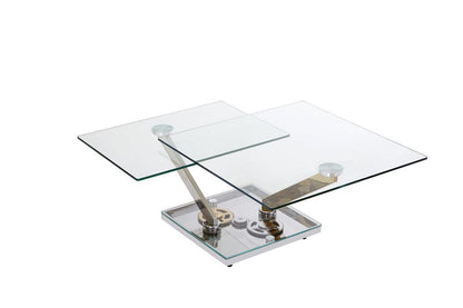 Chintaly - Contemporary Motion-Extendable Glass Top Cocktail Table - 8097-CT view 5