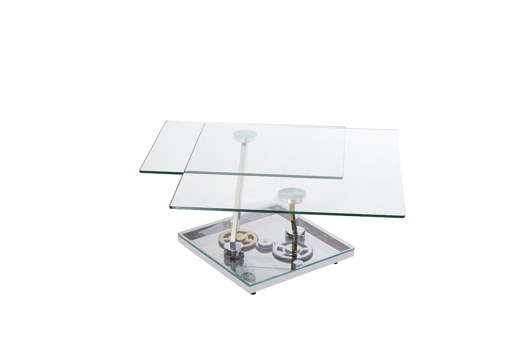 Chintaly - Contemporary Motion-Extendable Glass Top Cocktail Table - 8097-CT view 6