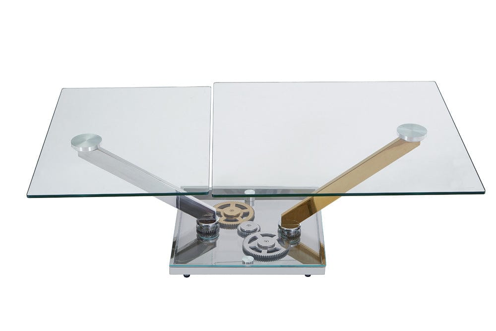 Chintaly - Contemporary Motion-Extendable Glass Top Cocktail Table - 8097-CT view 7