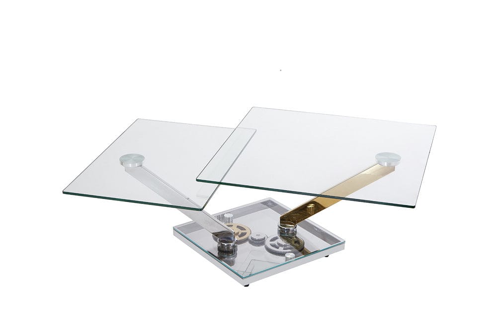 Chintaly - Contemporary Motion-Extendable Glass Top Cocktail Table - 8097-CT view 8