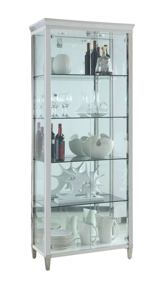 Chintaly - Contemporary Tempered Glass Curio w/ Shelves, Lighting & Locking Doors - 6652-CUR veiw 1