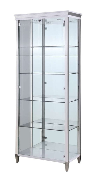 Chintaly - Contemporary Tempered Glass Curio w/ Shelves, Lighting & Locking Doors - 6652-CUR veiw 2
