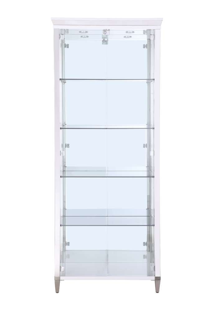 Chintaly - Contemporary Tempered Glass Curio w/ Shelves, Lighting & Locking Doors - 6652-CUR veiw 3