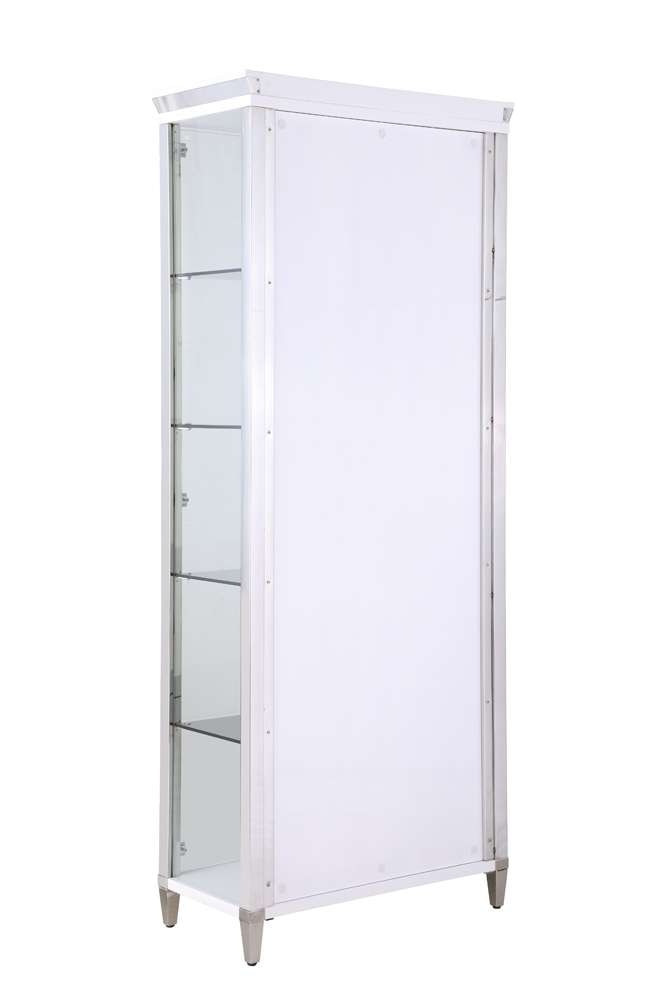 Chintaly - Contemporary Tempered Glass Curio w/ Shelves, Lighting & Locking Doors - 6652-CUR veiw 6