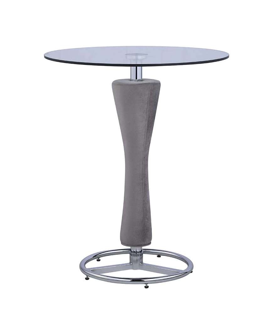 Chintaly - Daniella Contemporary Round Glass Pub Table w/ Upholstered Pedestal - DANIELLA-PUB veiw 1