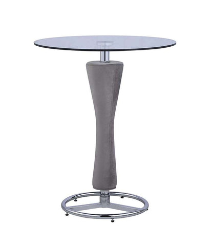 Chintaly - Daniella Contemporary Round Glass Pub Table w/ Upholstered Pedestal - DANIELLA-PUB veiw 1