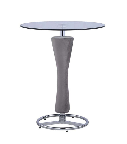 Chintaly - Daniella Contemporary Round Glass Pub Table w/ Upholstered Pedestal - DANIELLA-PUB veiw 1