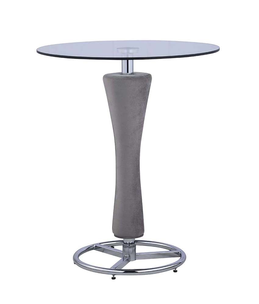 Chintaly - Daniella Contemporary Round Glass Pub Table w/ Upholstered Pedestal - DANIELLA-PUB veiw 2