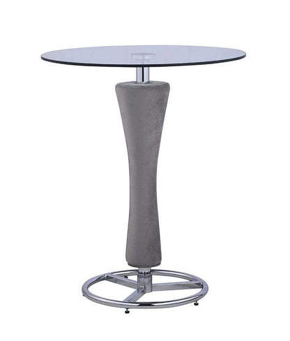 Chintaly - Daniella Contemporary Round Glass Pub Table w/ Upholstered Pedestal - DANIELLA-PUB veiw 2