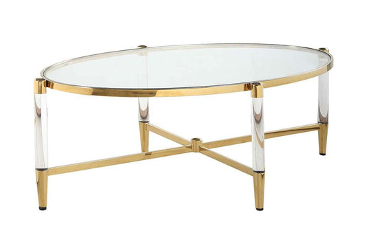 Chintaly - Denali Oval Tempered Glass Cocktail Table - DENALI-CT-OVL veiw 1