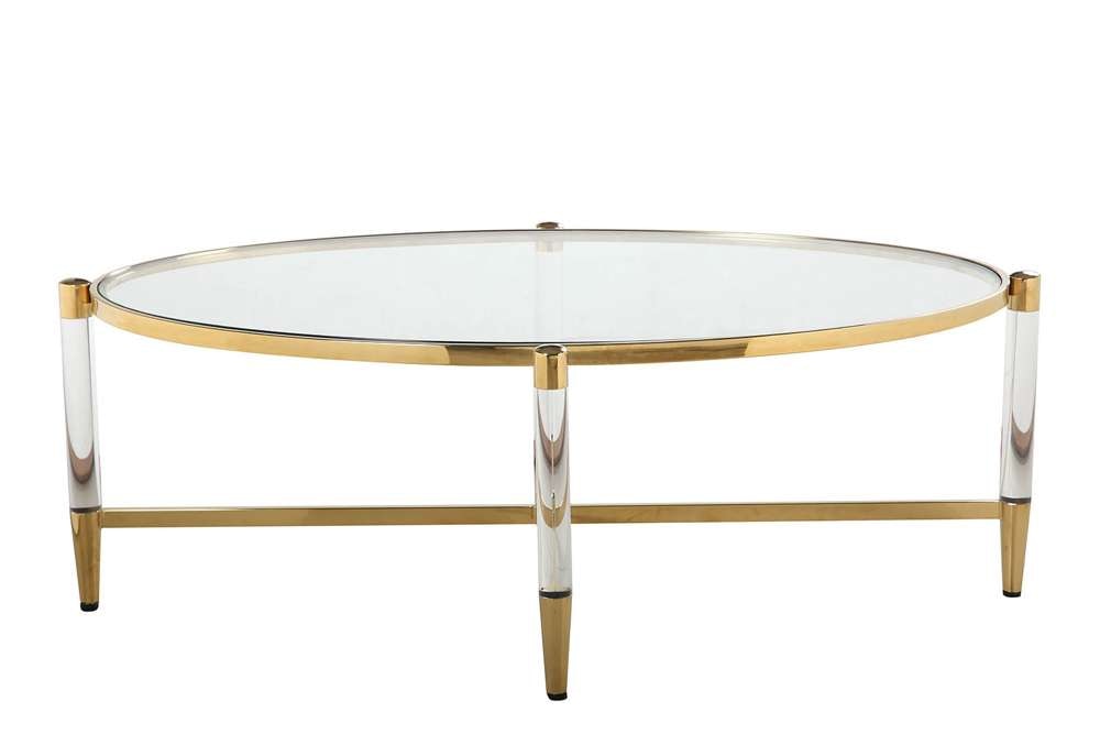 Chintaly - Denali Oval Tempered Glass Cocktail Table - DENALI-CT-OVL veiw 2