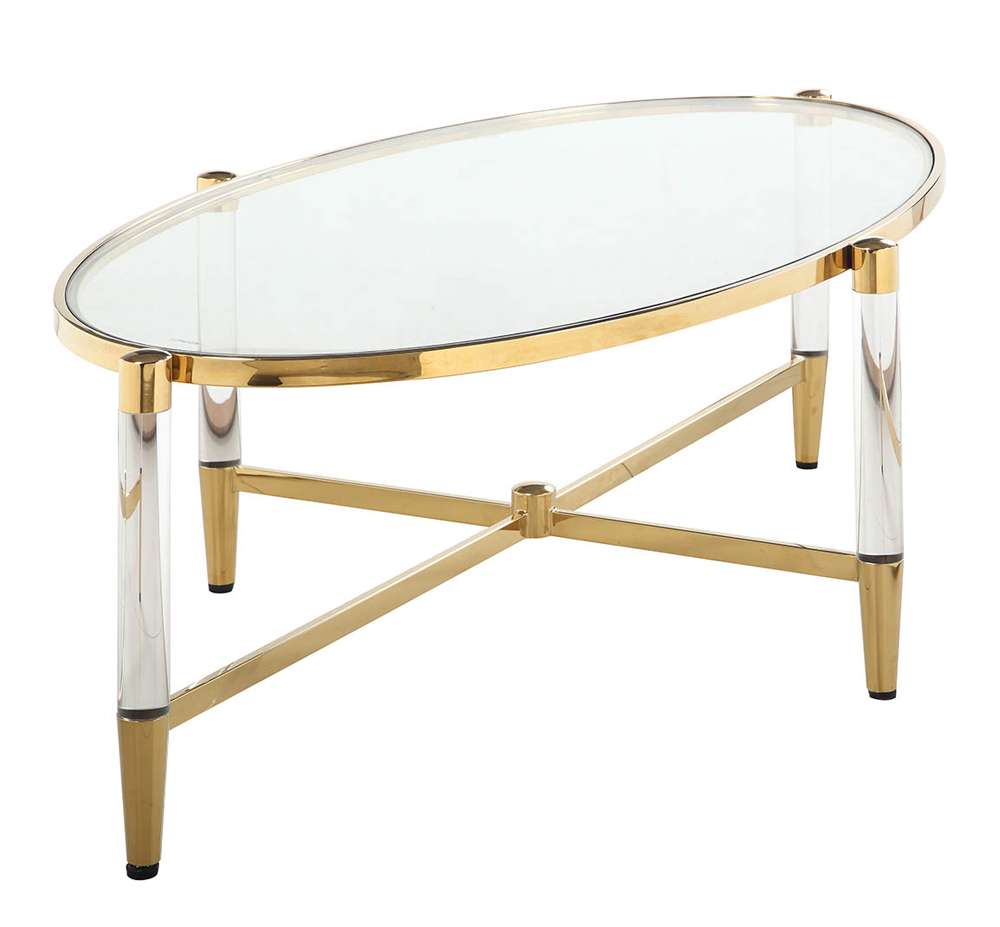 Chintaly - Denali Oval Tempered Glass Cocktail Table - DENALI-CT-OVL veiw 3