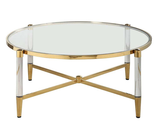 Chintaly - Denali Round Tempered Glass Cocktail Table - DENALI-CT-RND veiw 2