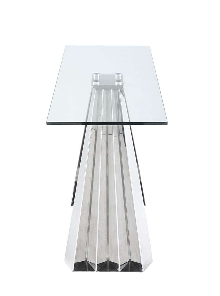 Chintaly - Dominique Contemporary 18in x 55in Glass Sofa Table w/ Flare Pyramid Base - DOMINIQUE-ST veiw 3