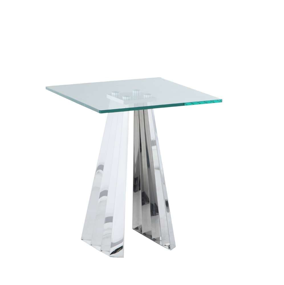 Chintaly - Dominique Contemporary 20in Glass Lamp Table w/ Flare Pyramid Base - DOMINIQUE-LT veiw 1