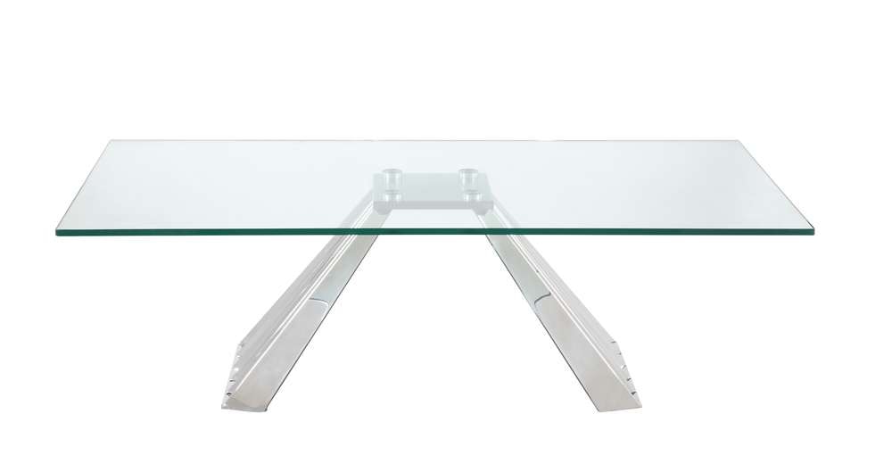 Chintaly - Dominique Contemporary 28inx 51in Glass Cocktail Table w/ Flare Pyramid Base - DOMINIQUE-CT veiw 2