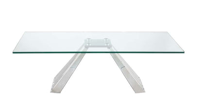 Chintaly - Dominique Contemporary 28inx 51in Glass Cocktail Table w/ Flare Pyramid Base - DOMINIQUE-CT veiw 2