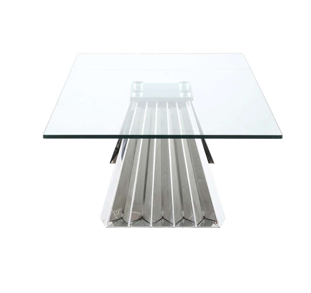 Chintaly - Dominique Contemporary 28inx 51in Glass Cocktail Table w/ Flare Pyramid Base - DOMINIQUE-CT veiw 3