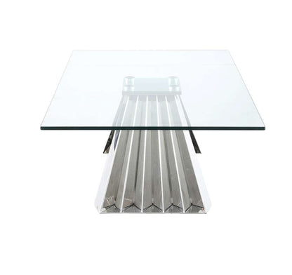 Chintaly - Dominique Contemporary 28inx 51in Glass Cocktail Table w/ Flare Pyramid Base - DOMINIQUE-CT veiw 3