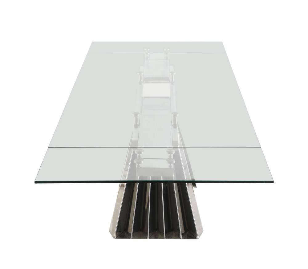 Chintaly - Dominique Contemporary 39inx 79in Glass Cocktail Table w/ Flare Pyramid Base - DOMINIQUE-DT veiw 3