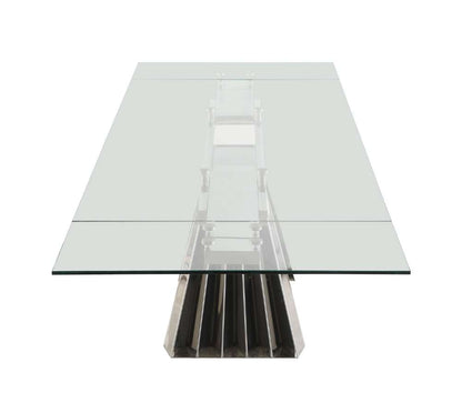 Chintaly - Dominique Contemporary 39inx 79in Glass Cocktail Table w/ Flare Pyramid Base - DOMINIQUE-DT veiw 3