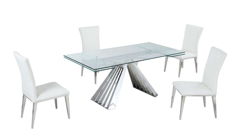 Chintaly - Dominique Contemporary 39inx 79in Glass Cocktail Table w/ Flare Pyramid Base - DOMINIQUE-DT veiw 4