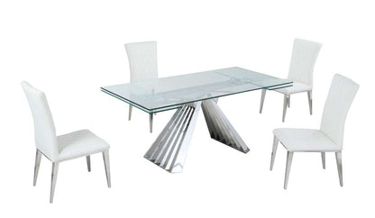 Chintaly - Dominique Contemporary 39inx 79in Glass Cocktail Table w/ Flare Pyramid Base - DOMINIQUE-DT veiw 4