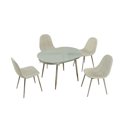 Chintaly - DONNA - Contemporary Dining Set w/ White Glass Top & Upholstered Chairs - DONNA-5PC veiw 1